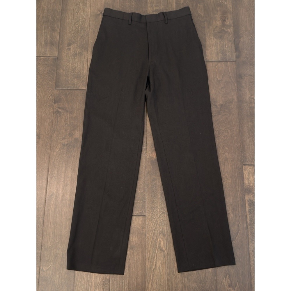 Haggar Mens Brown Flat Front Dress Pants Size 32X32 Expandable Waist Classic Fit